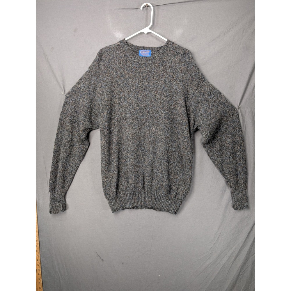 Vintage Pendleton Wool Crewneck Sweater Mens Large Blue Gray Marled Knit 4880
